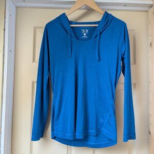Mountain Hardwear Long Sleeve Hoodie Wmns Med Blue Wool Lightweight Sun Protect